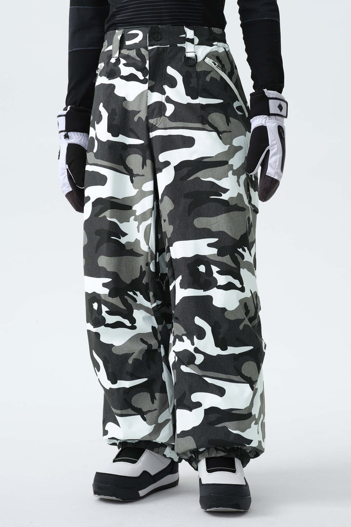 Men's Frost Camo Baggy Wear-resistant Waterproof Snow Pants