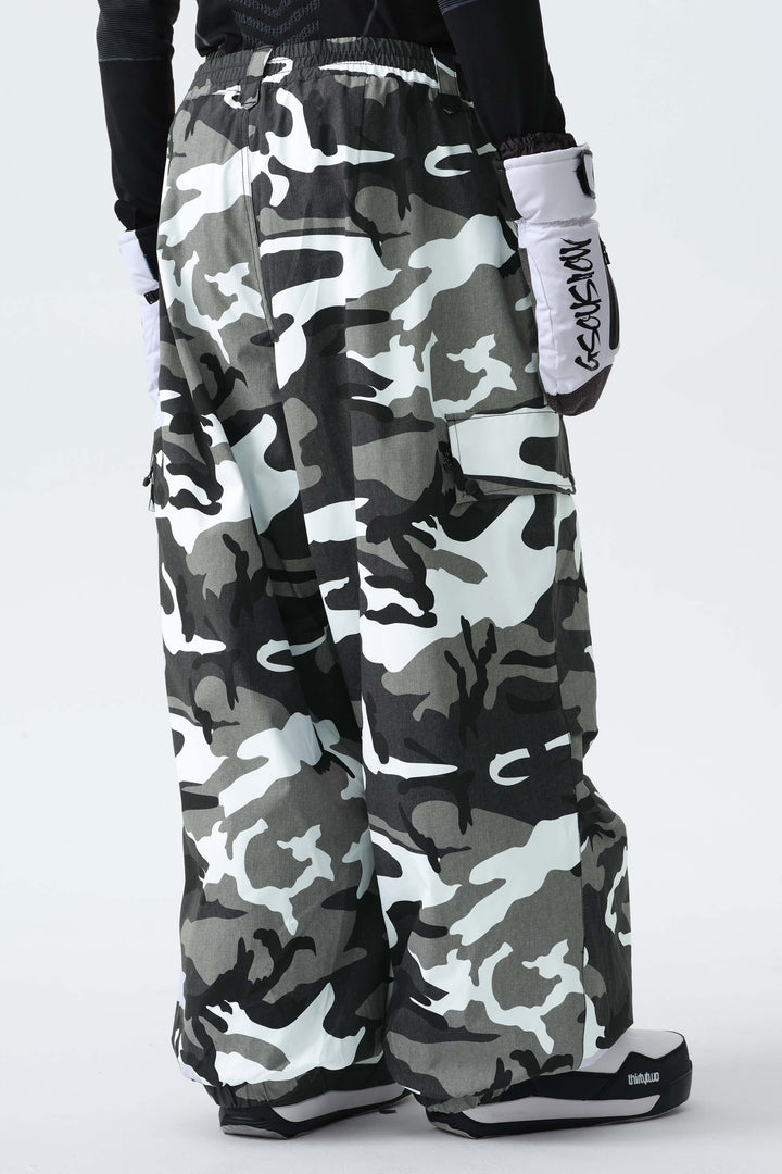 Men's Frost Camo Baggy Wear-resistant Waterproof Snow Pants