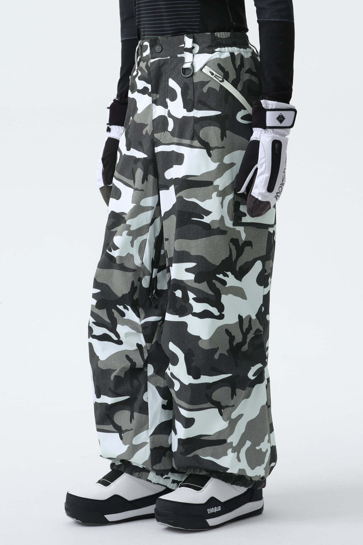Men's Frost Camo Baggy Wear-resistant Waterproof Snow Pants