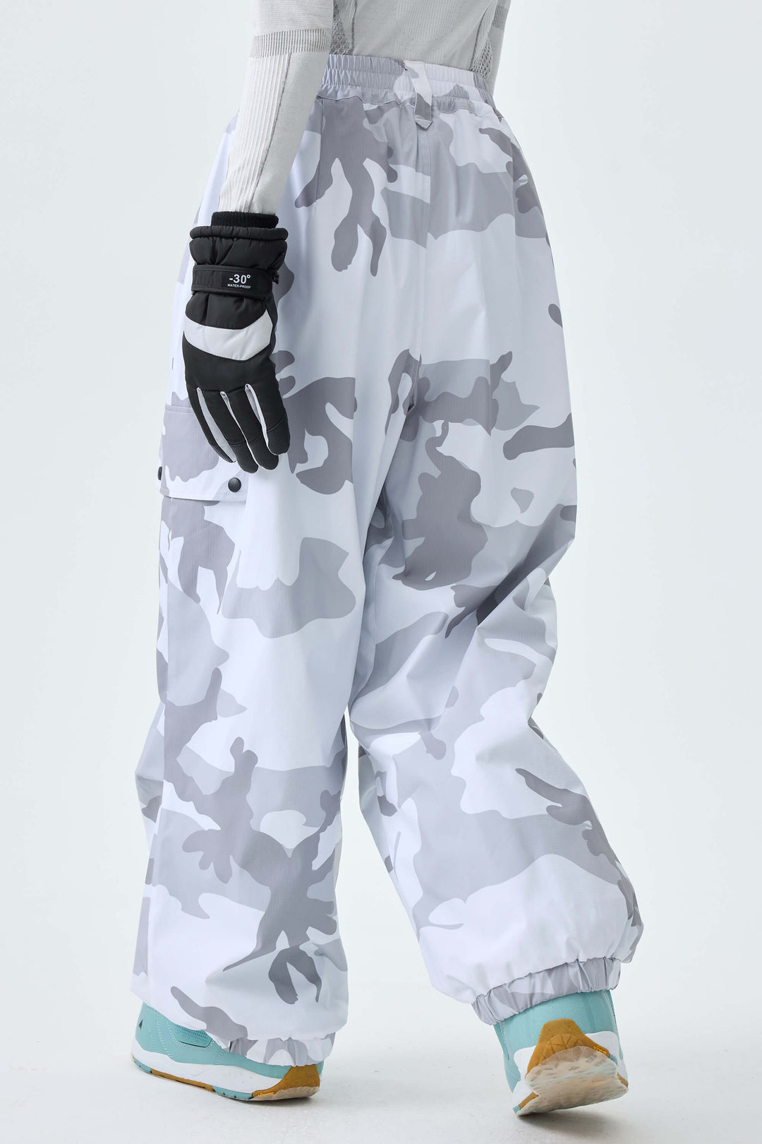 Women's Snow Camo Baggy Wear-resistant Waterproof Snow Pants