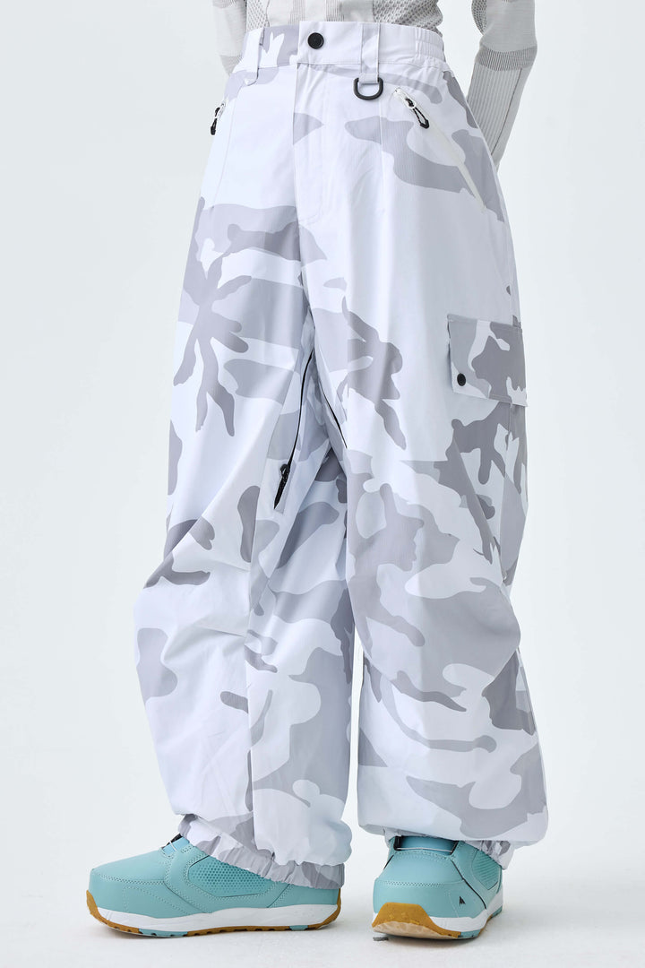 Women's Snow Camo Baggy Wear-resistant Waterproof Snow Pants