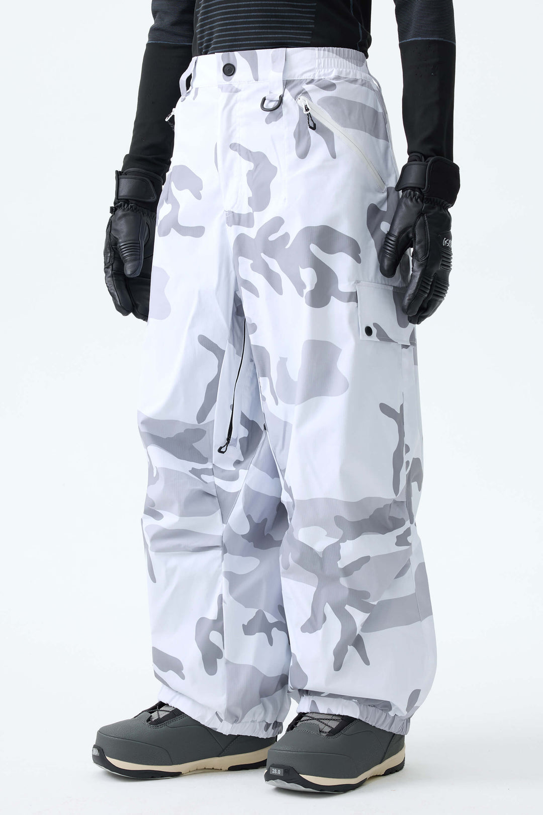 Men's Ice Blue Baggy Wear-resistant Waterproof Snow Pants