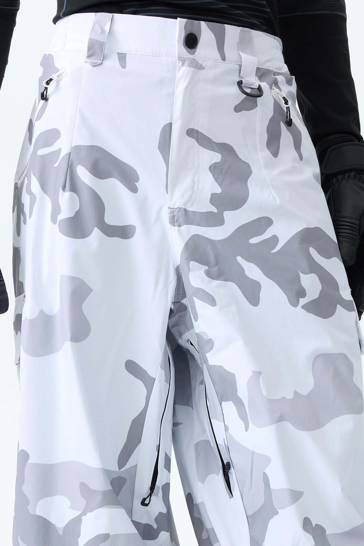 Men's Snow Camo Baggy Wear-resistant Waterproof Snow Pants
