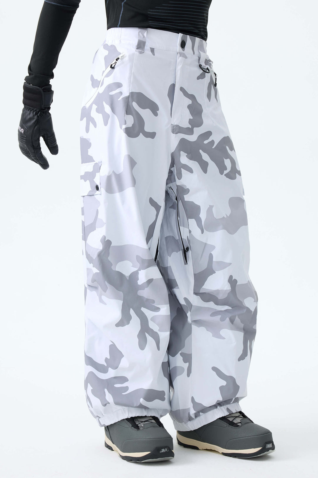 Men's Snow Camo Baggy Wear-resistant Waterproof Snow Pants