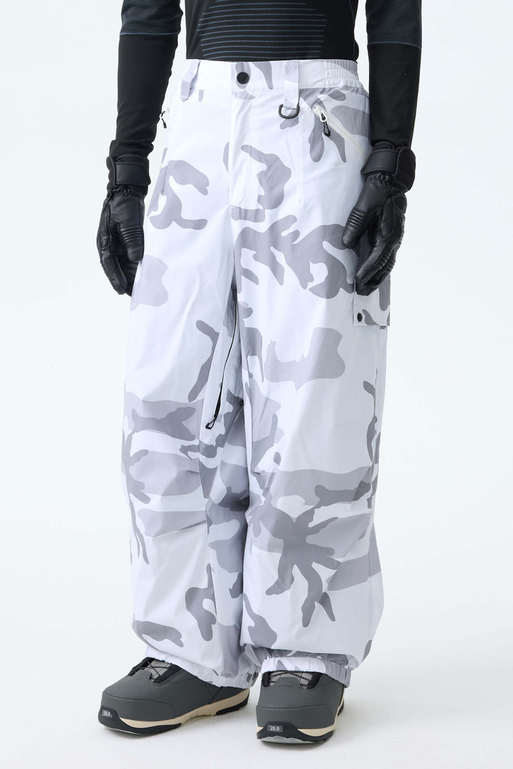 Men's Snow Camo Baggy Wear-resistant Waterproof Snow Pants