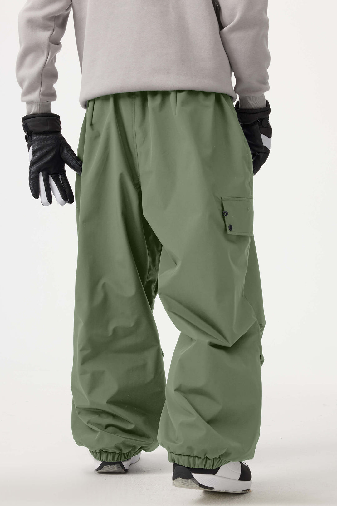 Men's Khaki Baggy Wear-resistant Waterproof Snow Pants