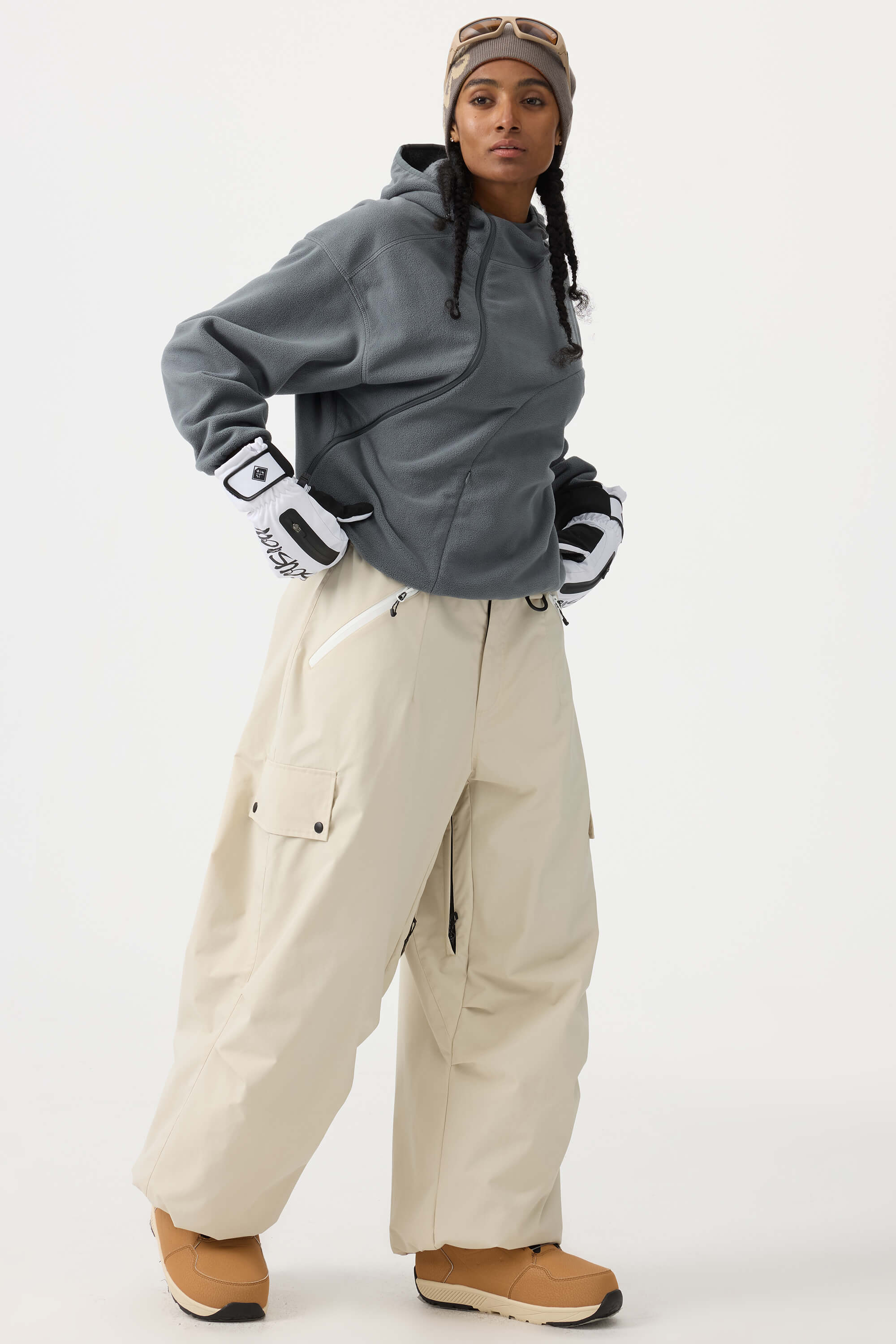 Women's Coffee Baggy Wear-resistant Waterproof Snow Pants – GSou Snow