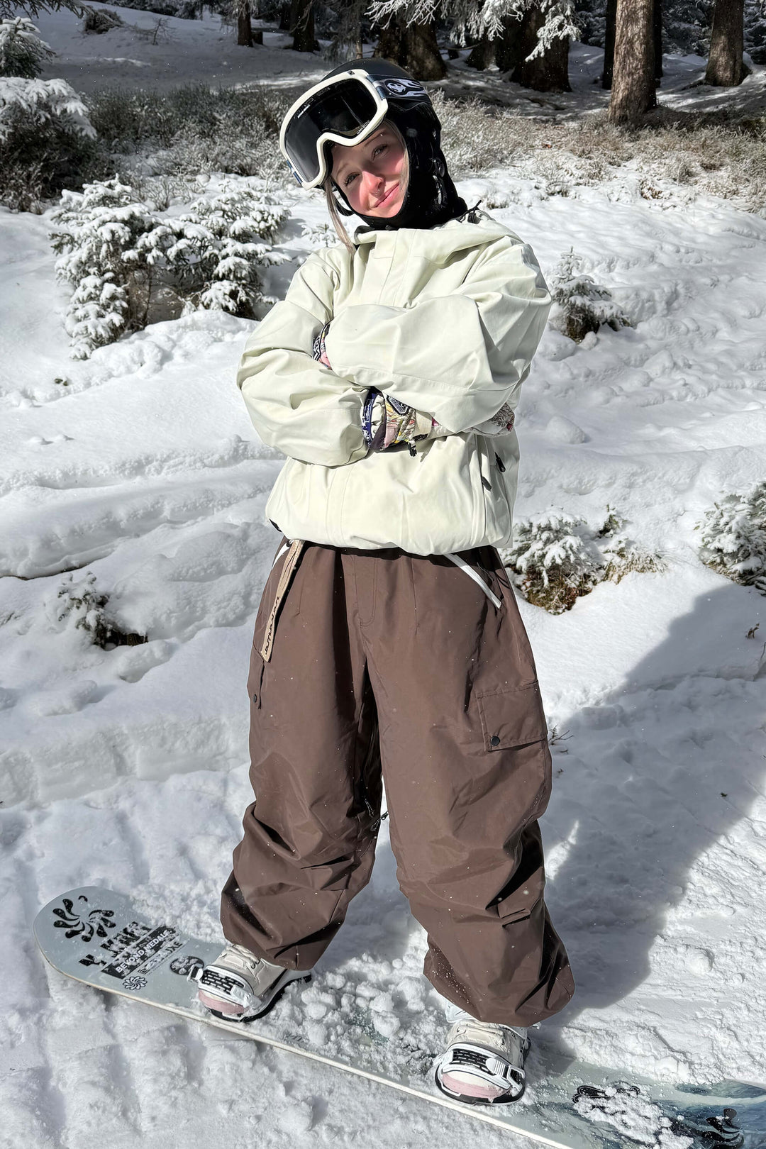 Pantalones de nieve impermeables y resistentes al desgaste para mujer Coffee Baggy.