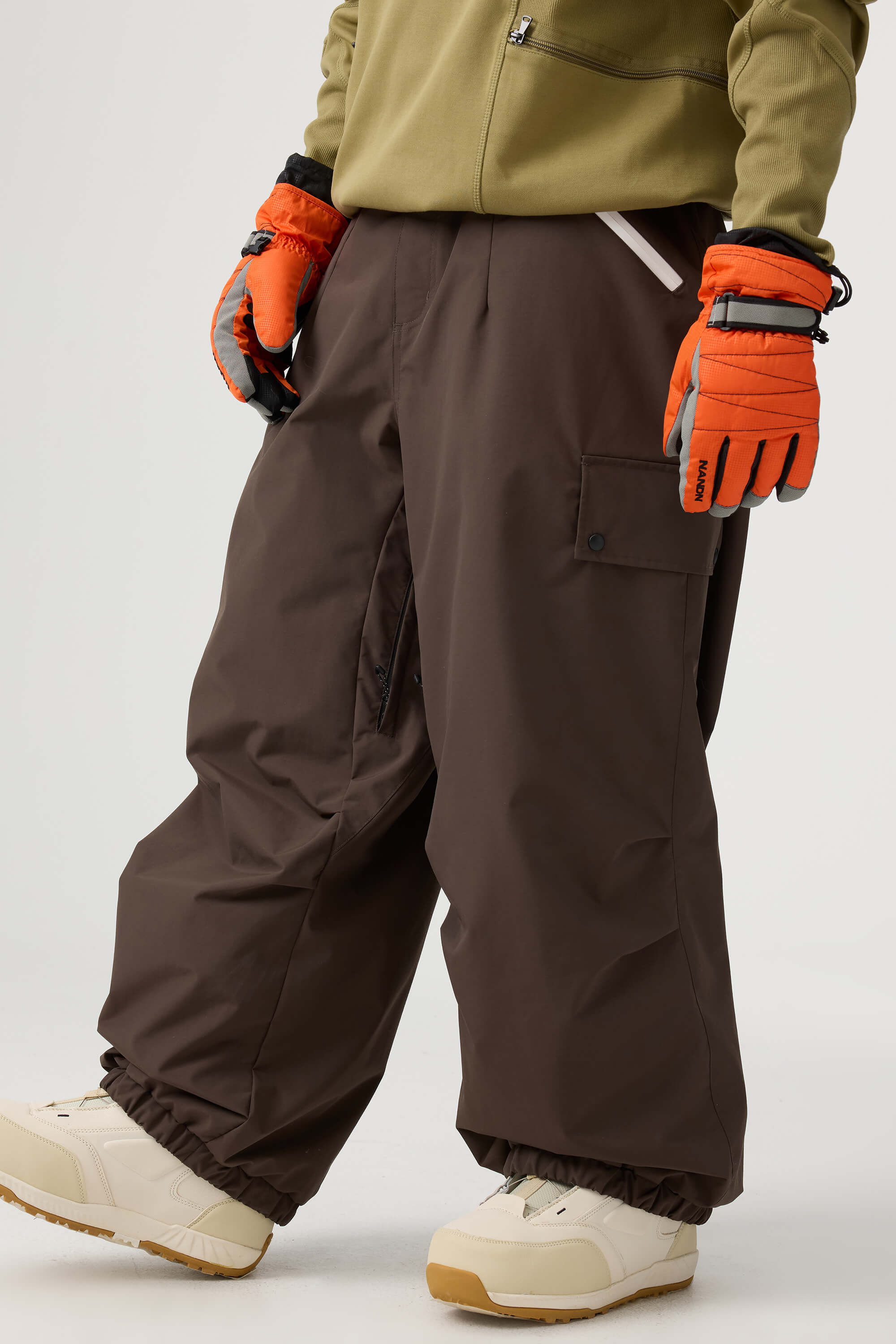 Men's Dark Green Baggy Wear-resistant Waterproof Snow Pants – GSou