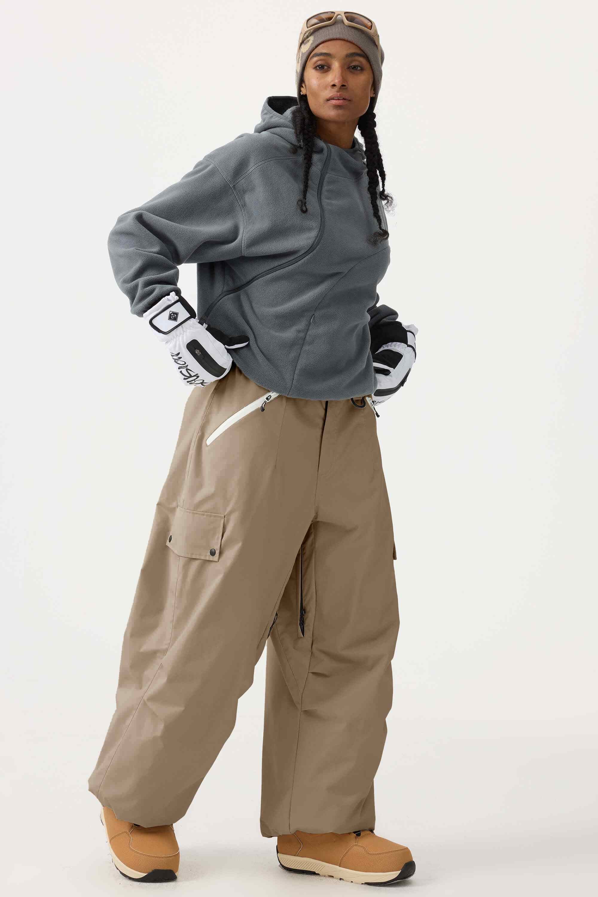 Women's Coffee Baggy Wear-resistant Waterproof Snow Pants – GSou Snow