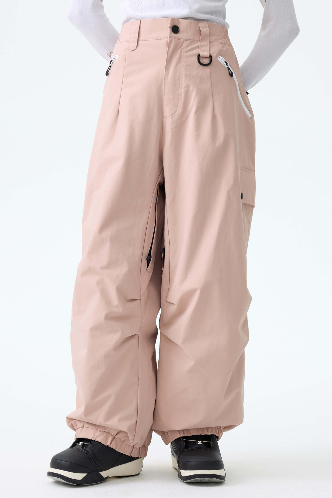 Women's Ice Blue Baggy Wear-resistant Waterproof Snow Pants