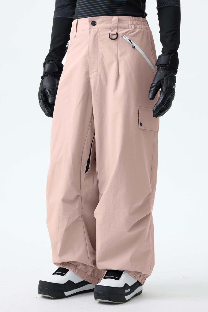 Men's Ice Blue Baggy Wear-resistant Waterproof Snow Pants