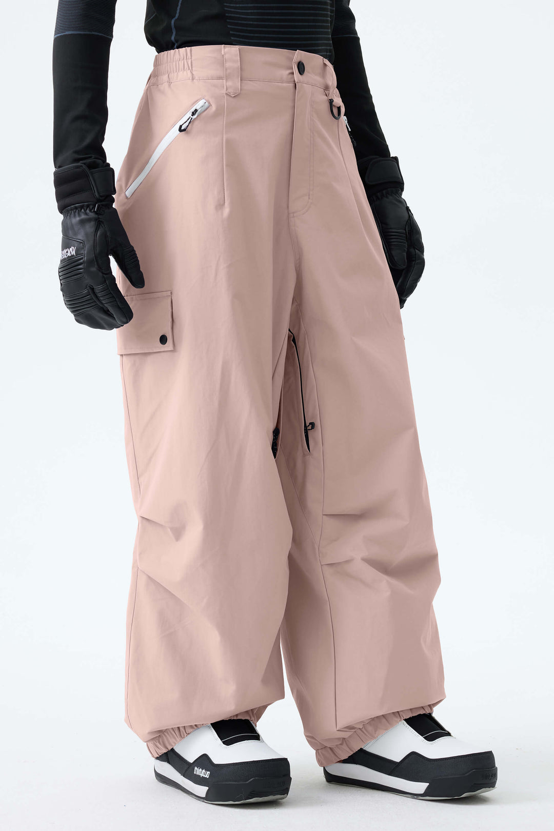 Men's Ice Blue Baggy Wear-resistant Waterproof Snow Pants