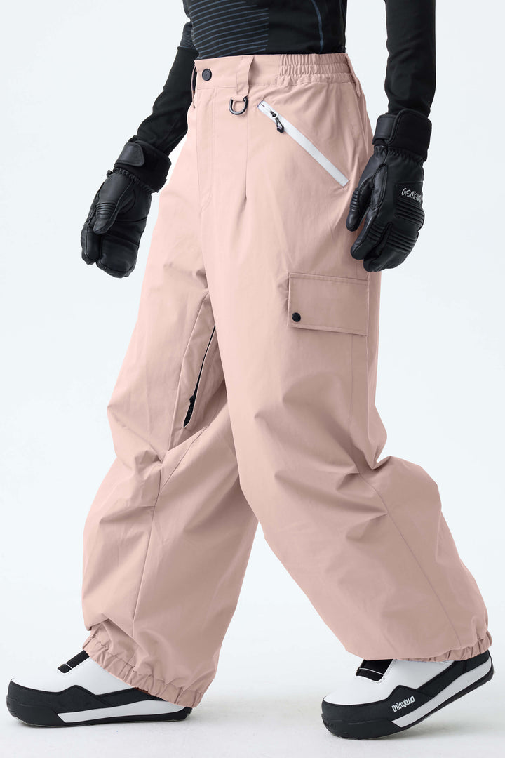 Men's Ice Blue Baggy Wear-resistant Waterproof Snow Pants