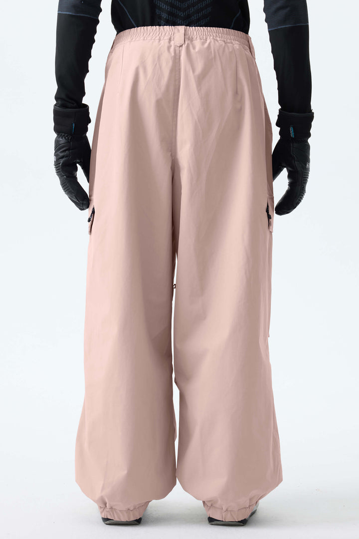 Men's Pink Baggy Wear-resistant Waterproof Snow Pants