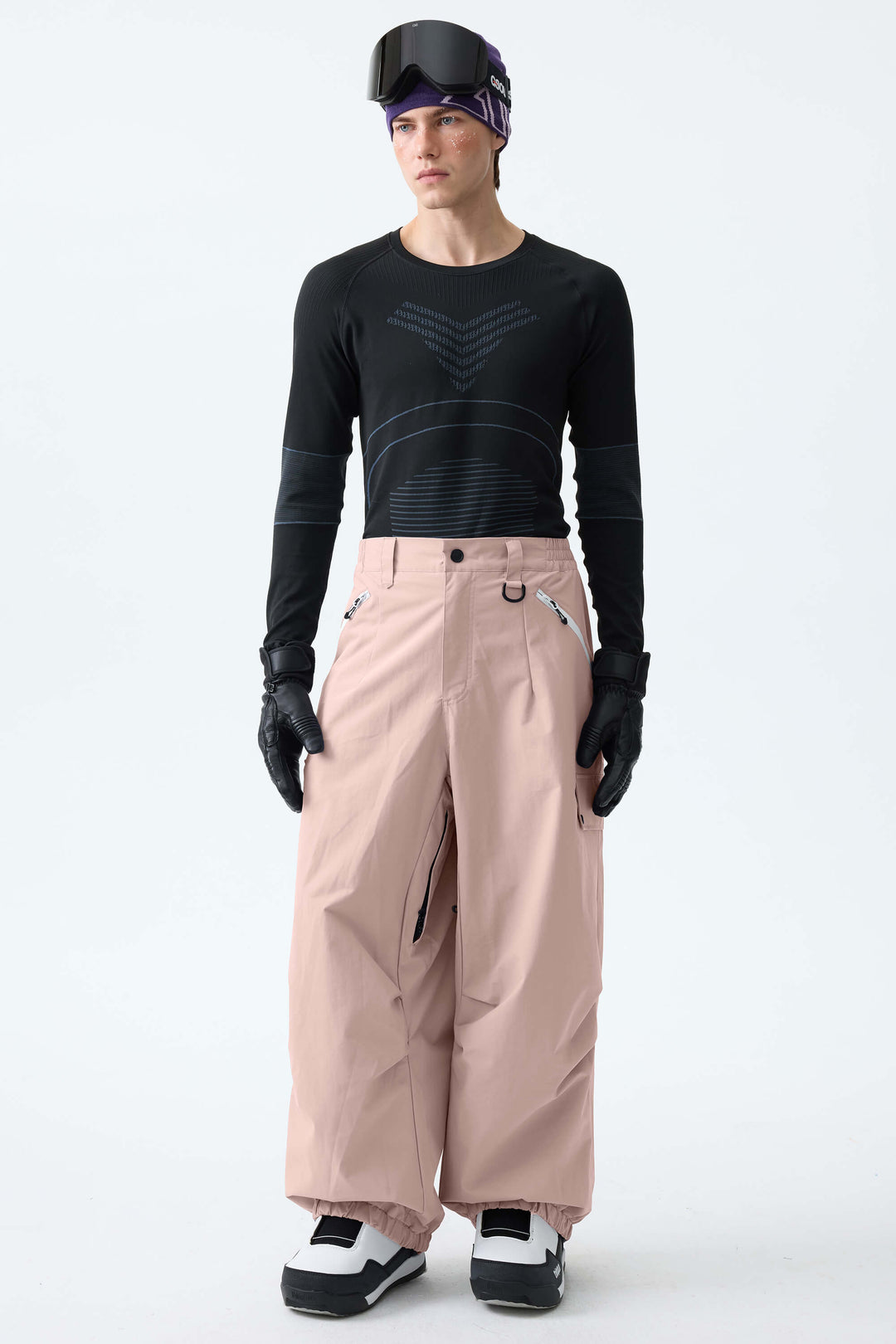 Men's Lavender Baggy Wear-resistant Waterproof Snow Pants