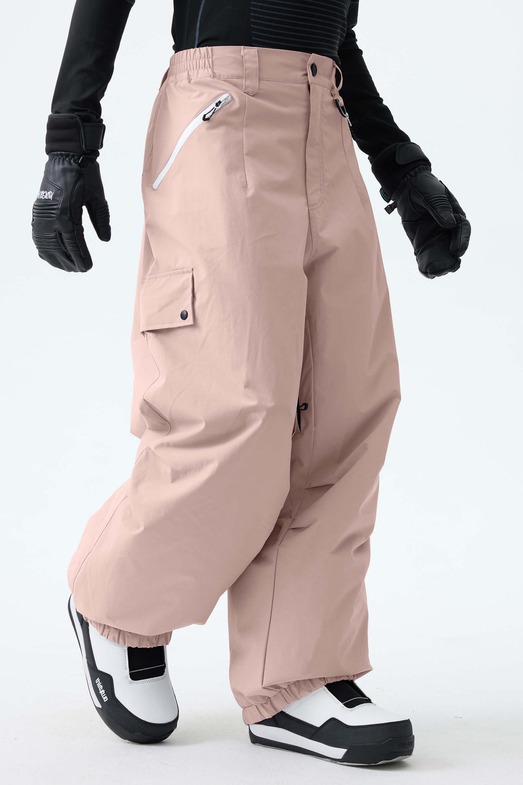Men's Pink Baggy Wear-resistant Waterproof Snow Pants