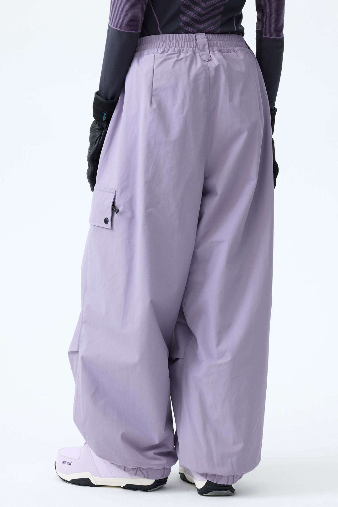 Women's Lavender Baggy Wear-resistant Waterproof Snow Pants