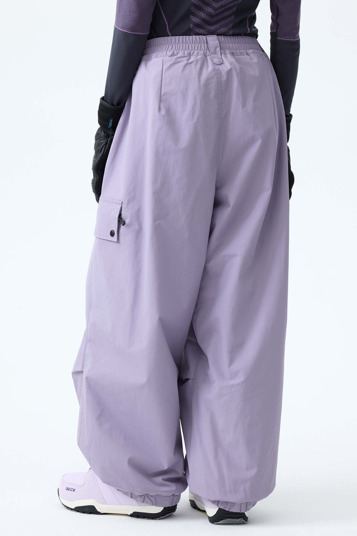 Women's Lavender Baggy Wear-resistant Waterproof Snow Pants