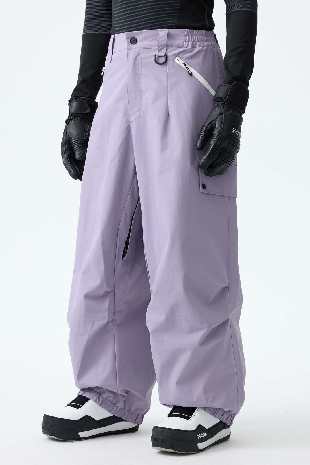Men's Ice Blue Baggy Wear-resistant Waterproof Snow Pants