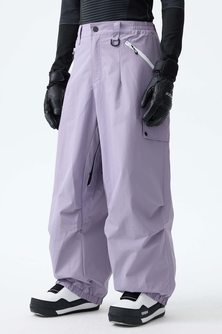 Men's Ice Blue Baggy Wear-resistant Waterproof Snow Pants