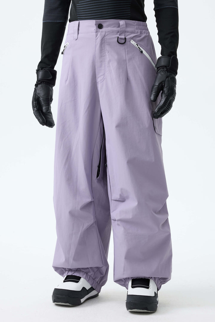 Men's Ice Blue Baggy Wear-resistant Waterproof Snow Pants