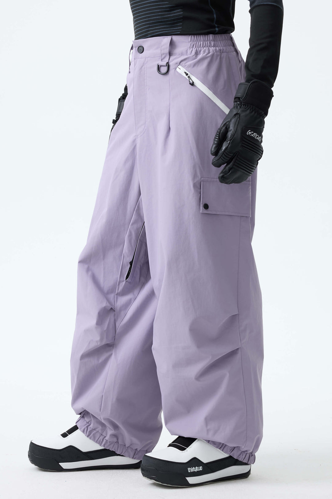 Men's Lavender Baggy Wear-resistant Waterproof Snow Pants