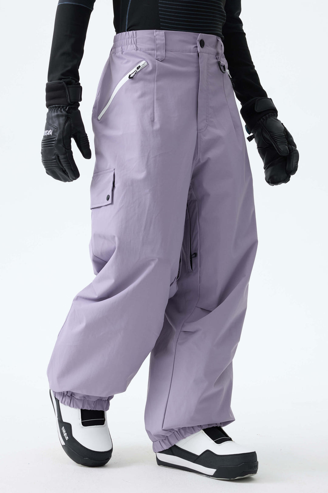 Men's Ice Blue Baggy Wear-resistant Waterproof Snow Pants
