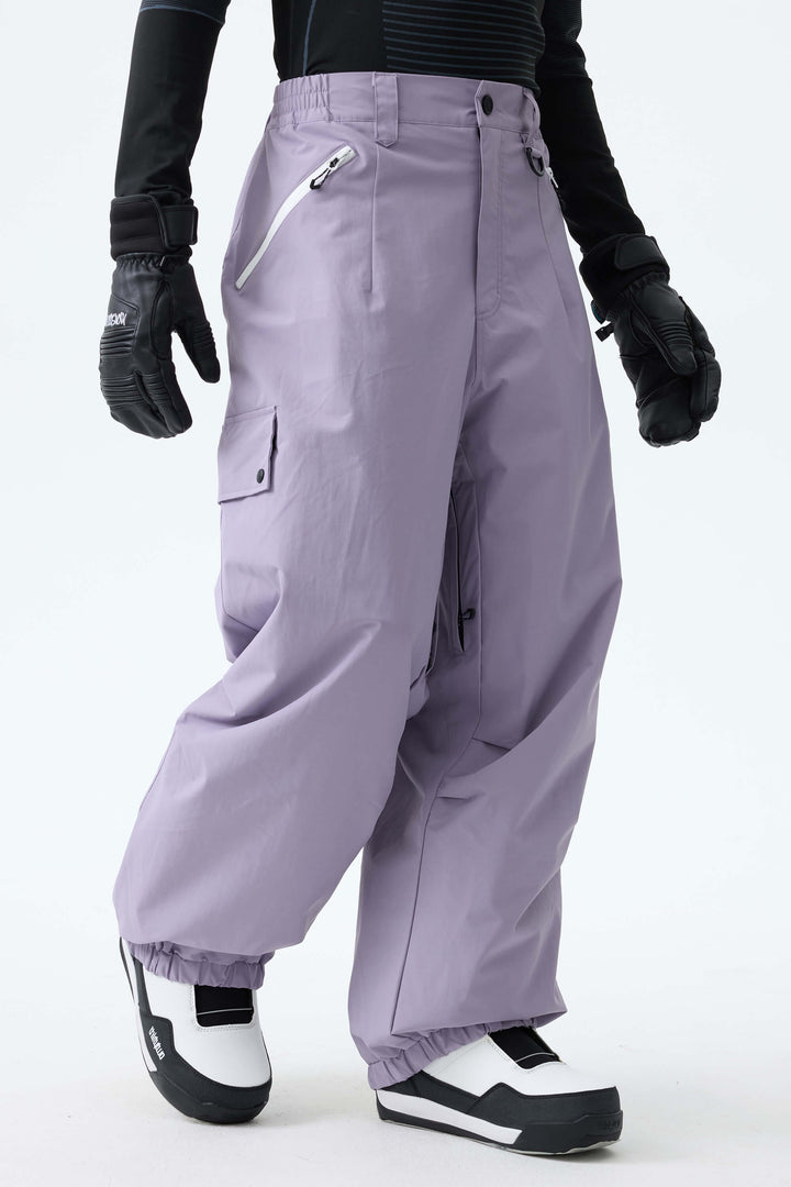 Men's Ice Blue Baggy Wear-resistant Waterproof Snow Pants
