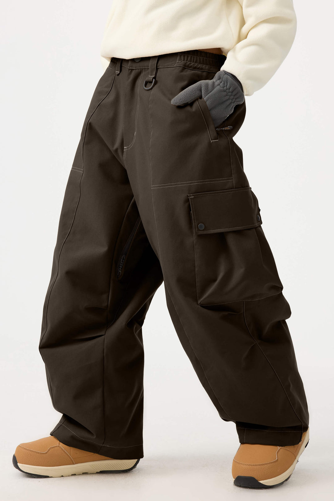 Caramel Baggy Oxford Verschleißfeste Schneehose für Damen 