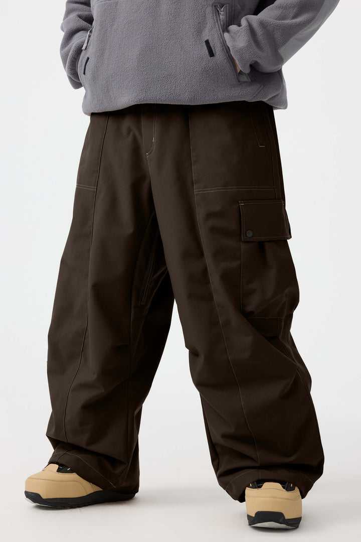 Men's Beige Baggy Oxford Wear-resistant Snow Pants