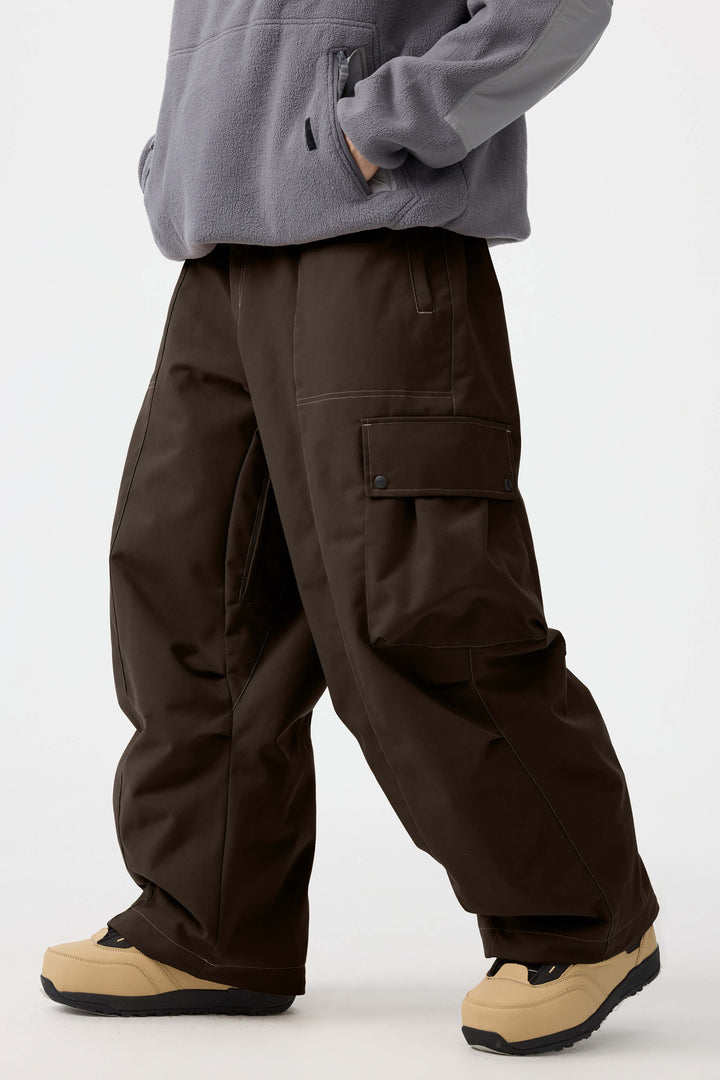 Men's Beige Baggy Oxford Wear-resistant Snow Pants