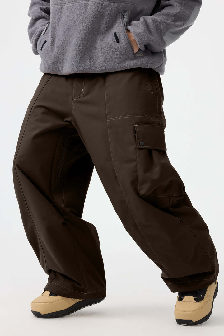 Men's Beige Baggy Oxford Wear-resistant Snow Pants