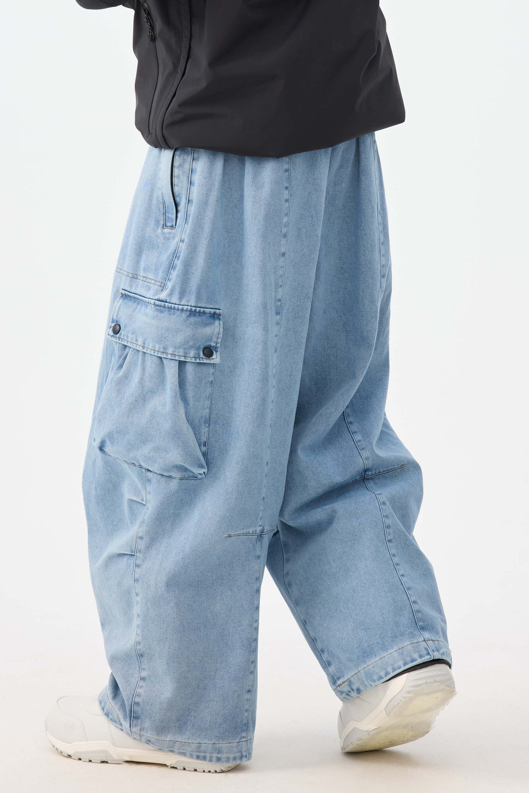 Men's Beige Baggy Oxford Wear-resistant Snow Pants