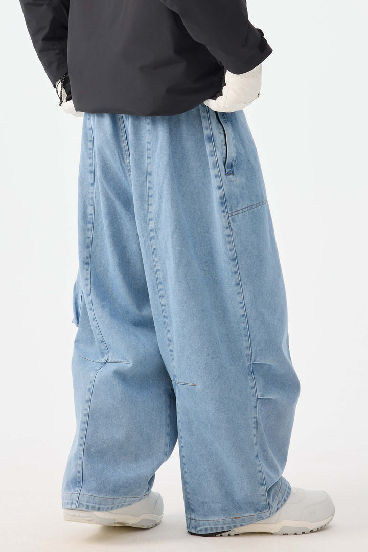 Men's Beige Baggy Oxford Wear-resistant Snow Pants