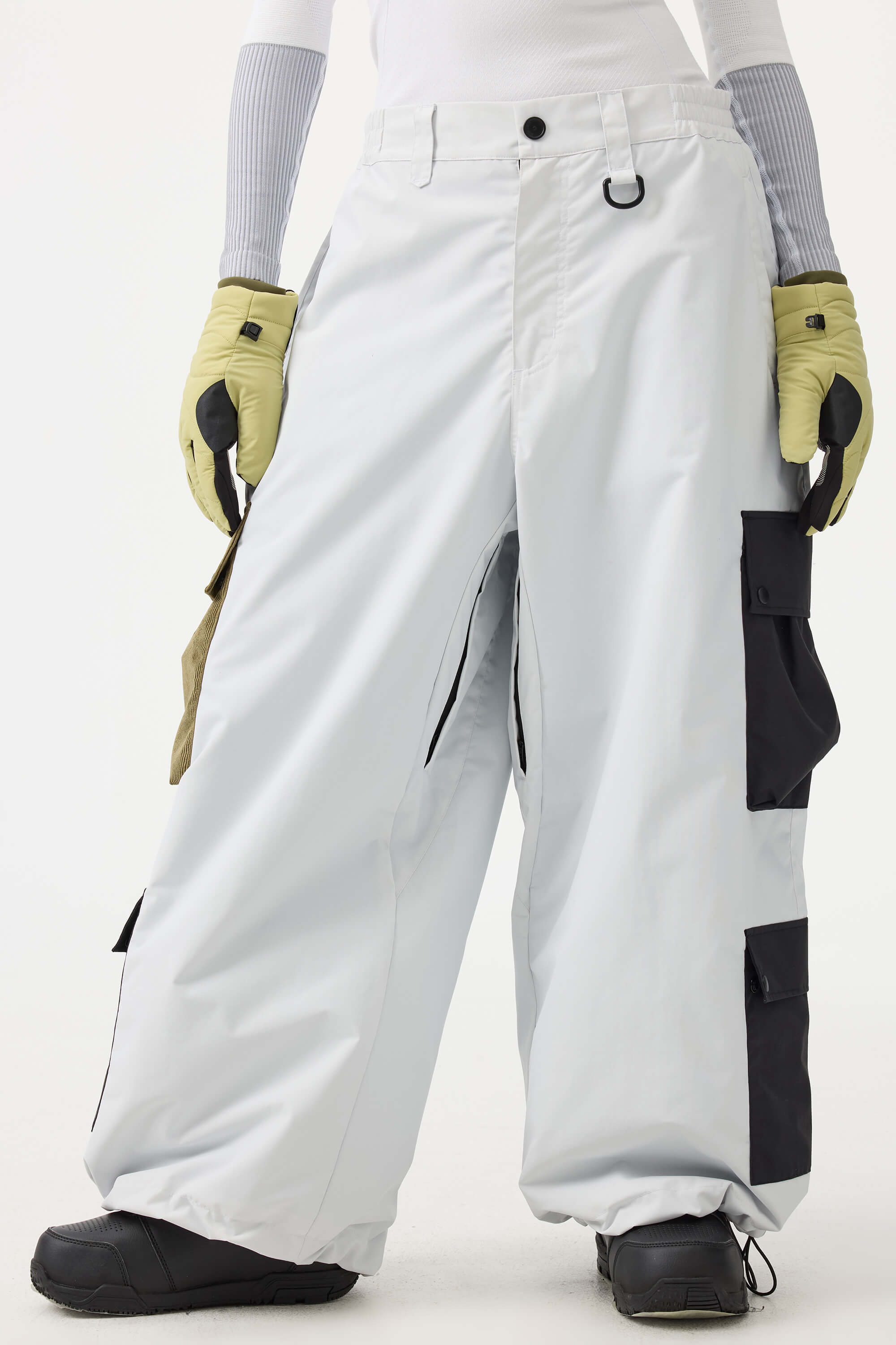 Women's Khaki Baggy Multi-Pocket Color-Block Snow Pants – GSou Snow