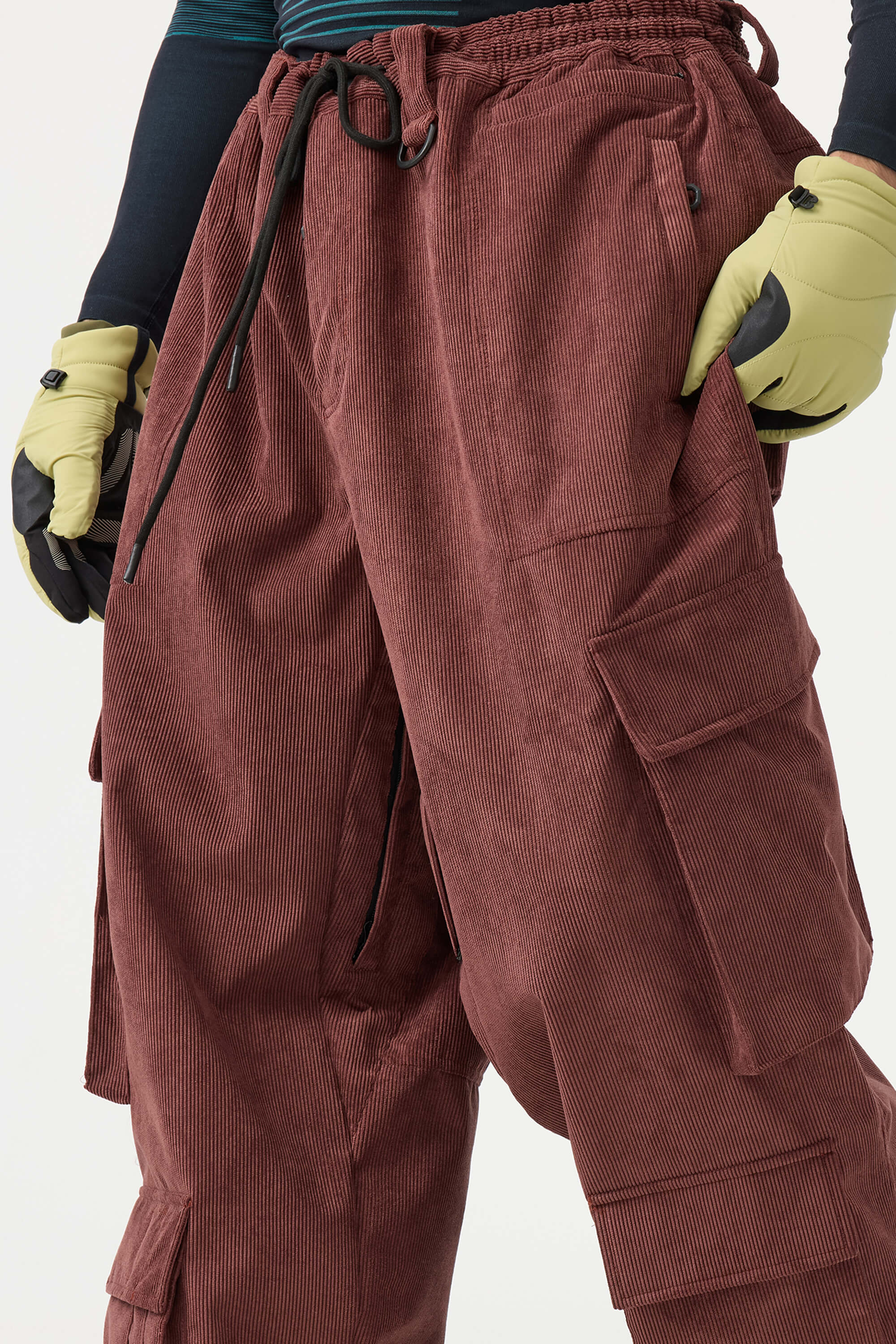 Men's Khaki Baggy Multi-Pocket Corduroy Snow Pants – GSou Snow