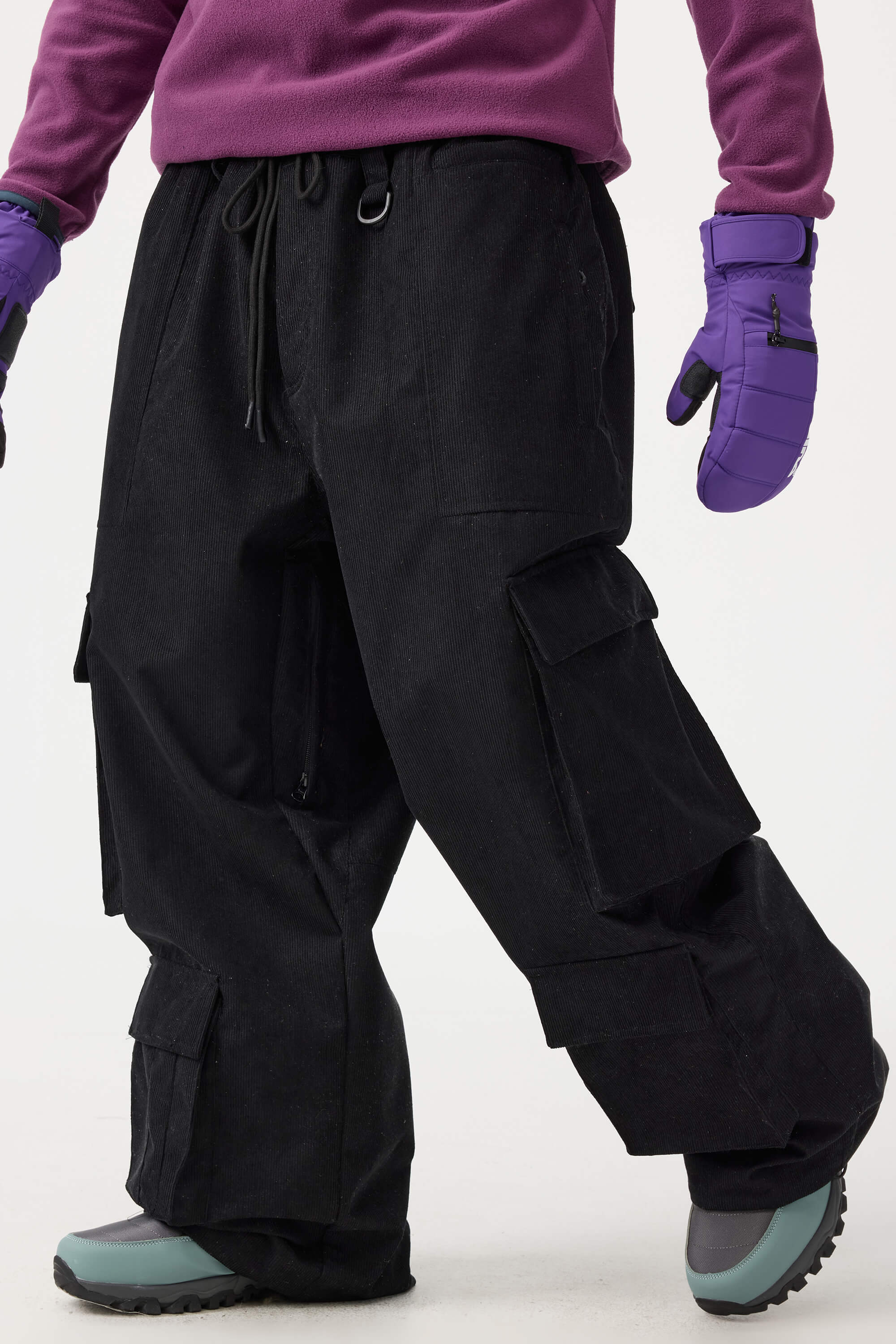 Men's Khaki Baggy Multi-Pocket Corduroy Snow Pants – GSou Snow