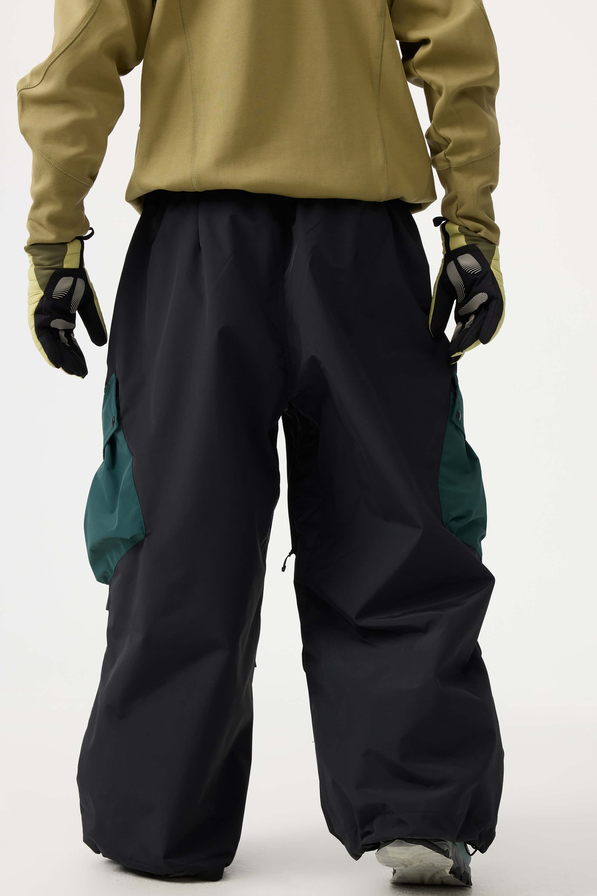 Men's Dark Gray Baggy Color-Blocked Cargo Pocket Snow Pants – GSou