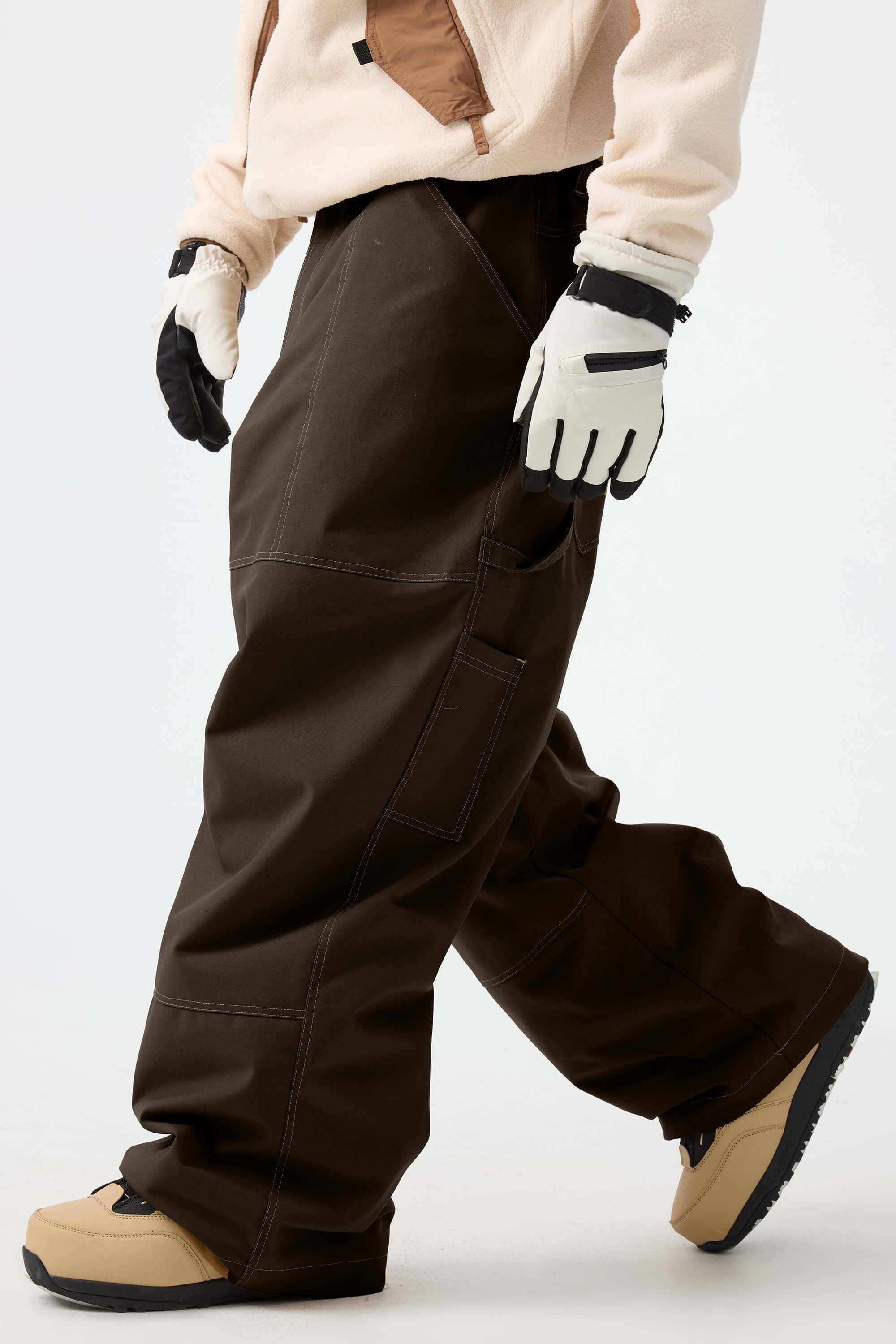 Men's Dark Brown Baggy Oxford Workwear Snow Pants – GSou Snow