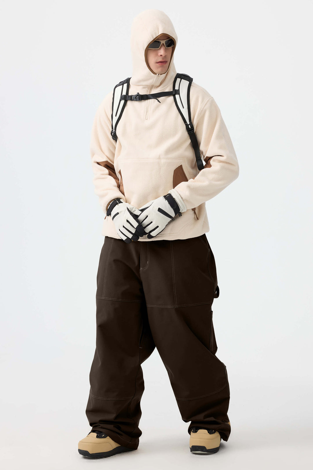 Pantalon de travail baggy Oxford caramel pour homme 