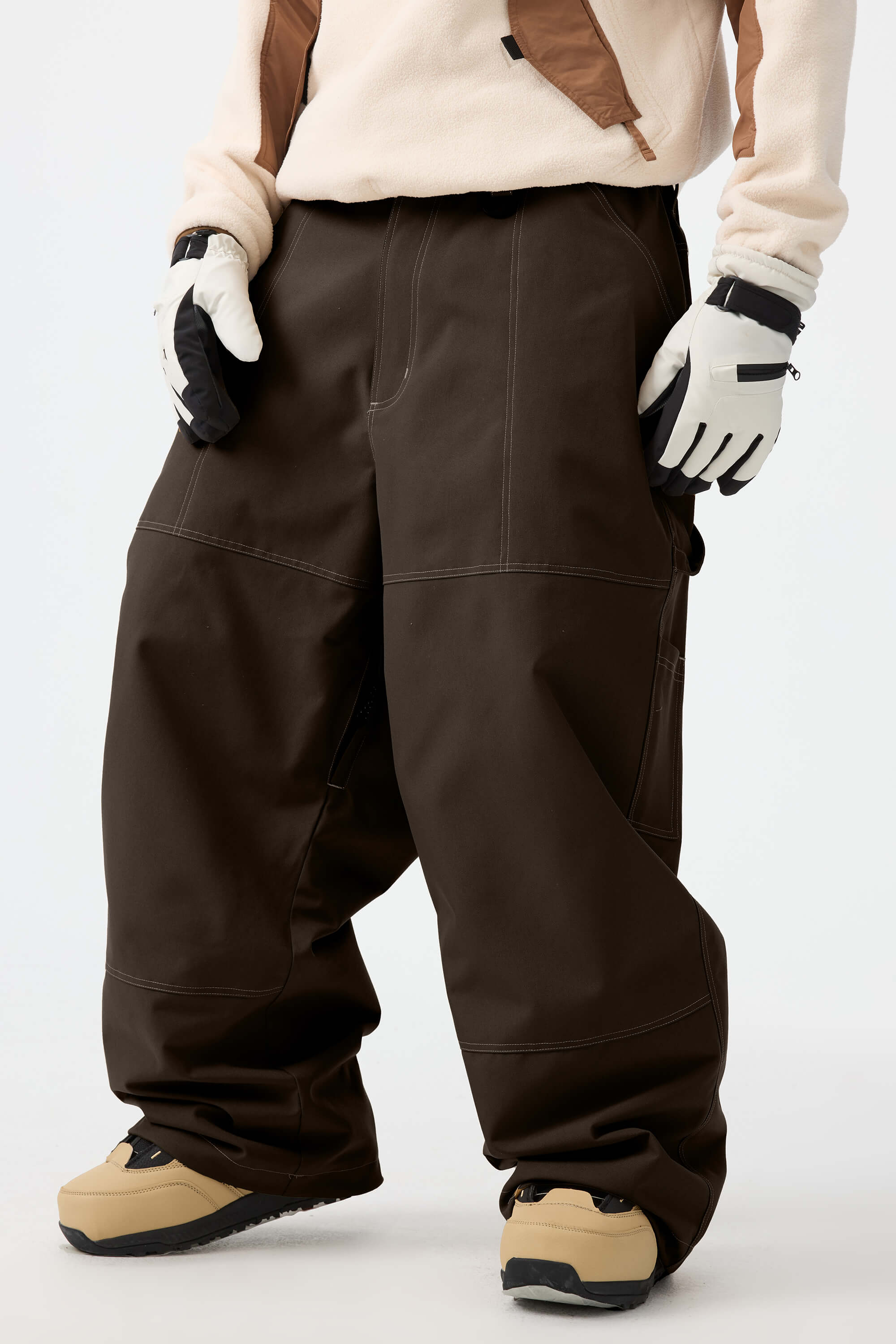 Men's Dark Brown Baggy Oxford Workwear Snow Pants – GSou Snow