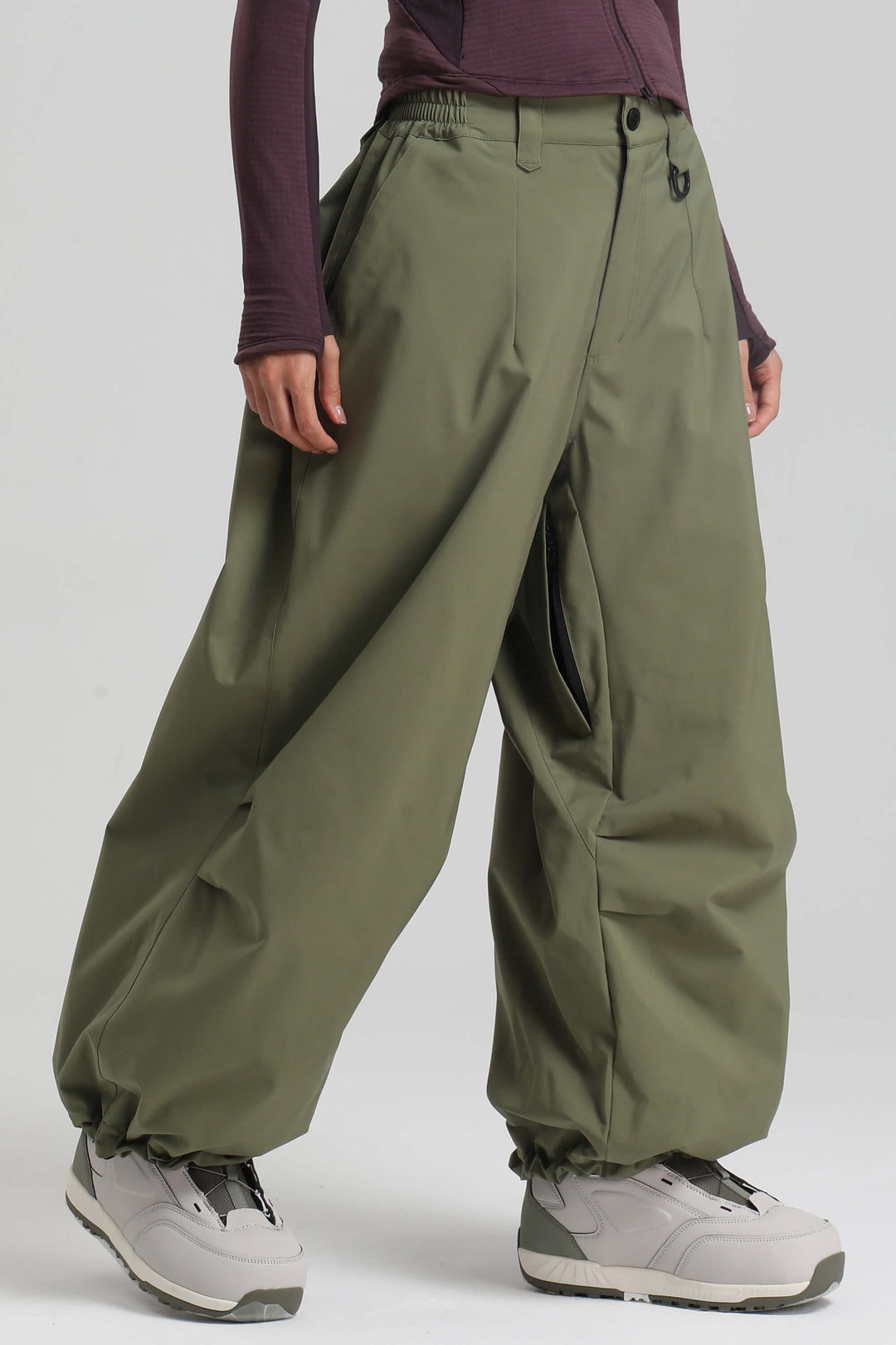 Women's Army Green Lightweight Breathable Baggy Snow Pants – GSou Snow