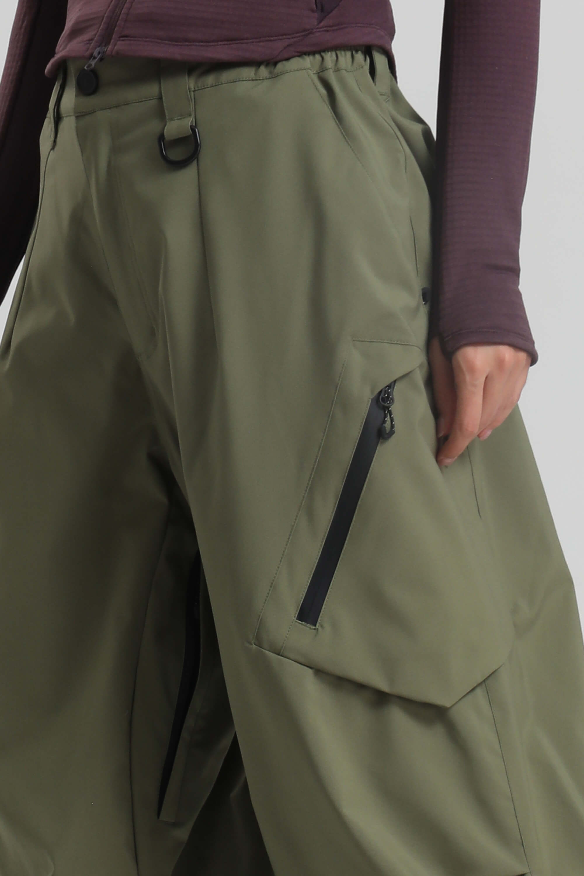Women's Army Green Lightweight Breathable Baggy Snow Pants – GSou Snow