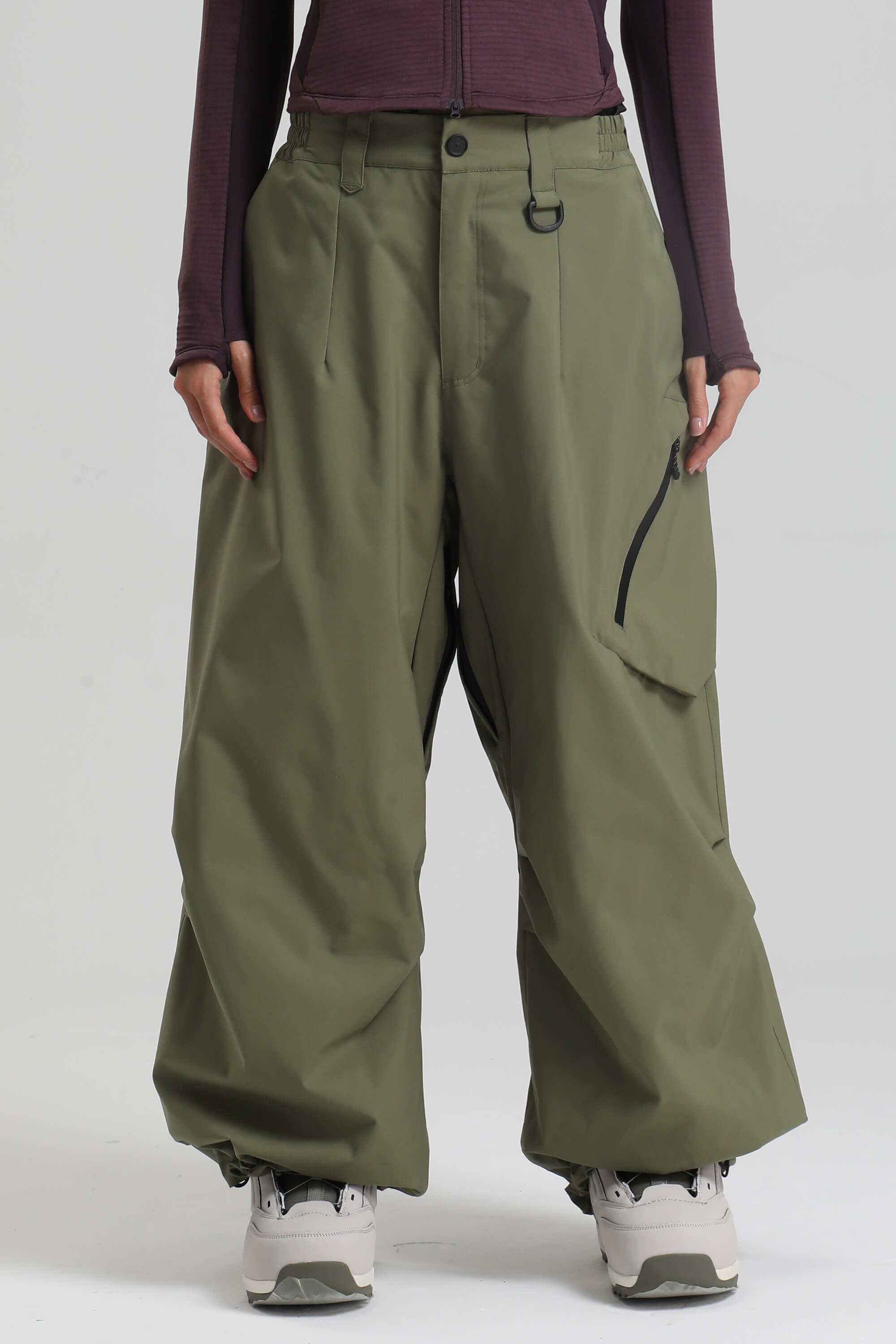 Women's Army Green Lightweight Breathable Baggy Snow Pants – GSou Snow