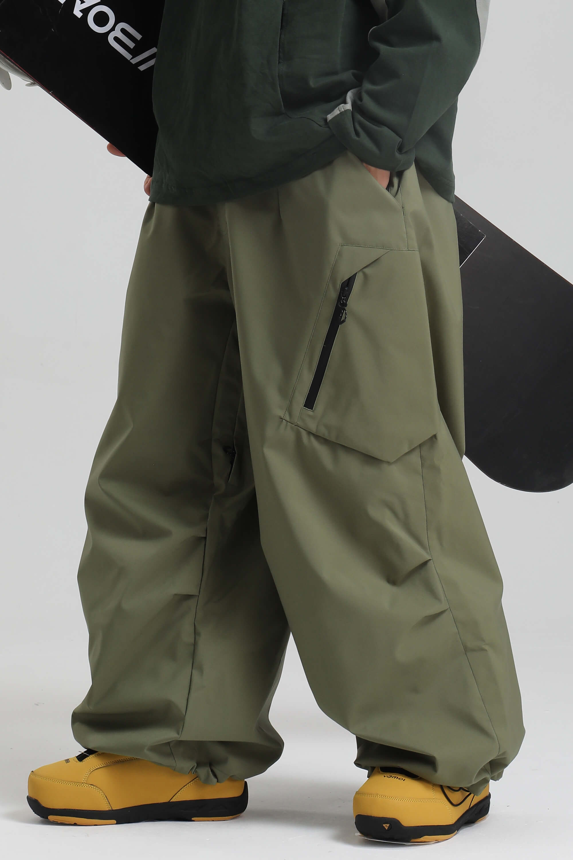Men's Army Green Lightweight Breathable Baggy Snow Pants – GSou Snow