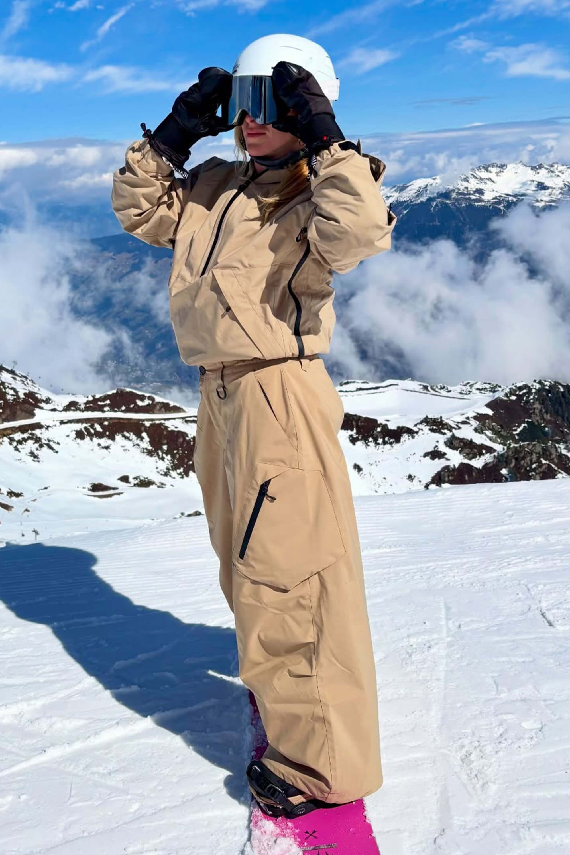 Women's Khaki Lightweight Breathable Baggy Snow Pants – GSou Snow