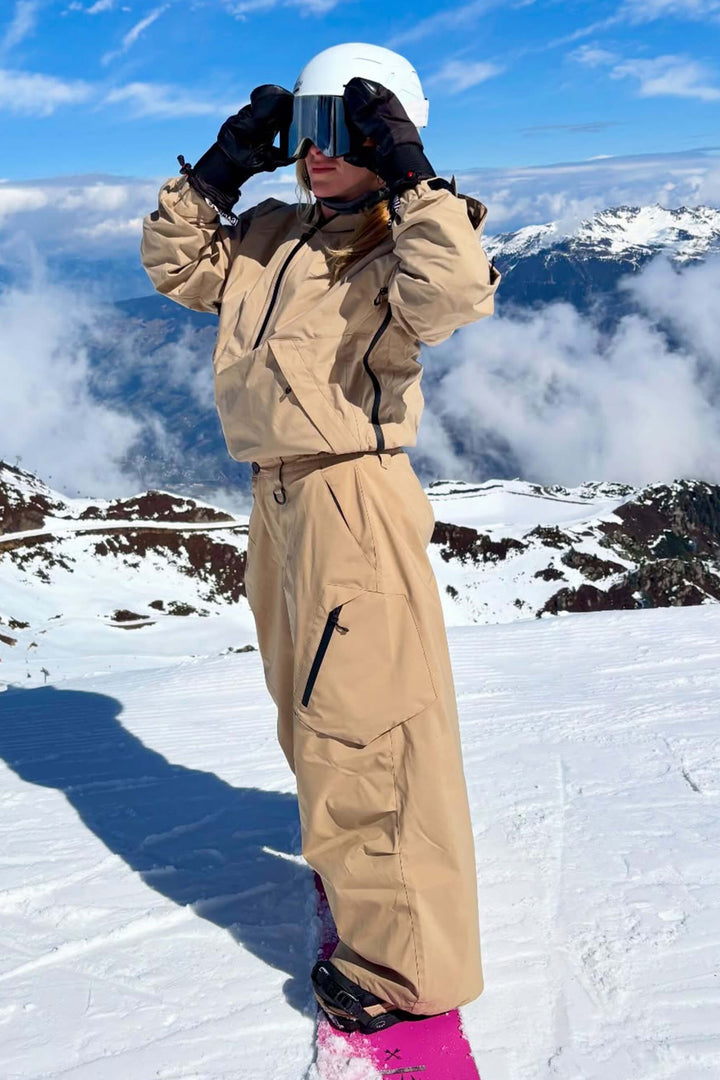 Eisblaue, leichte, atmungsaktive und weite Schneehose für Damen
