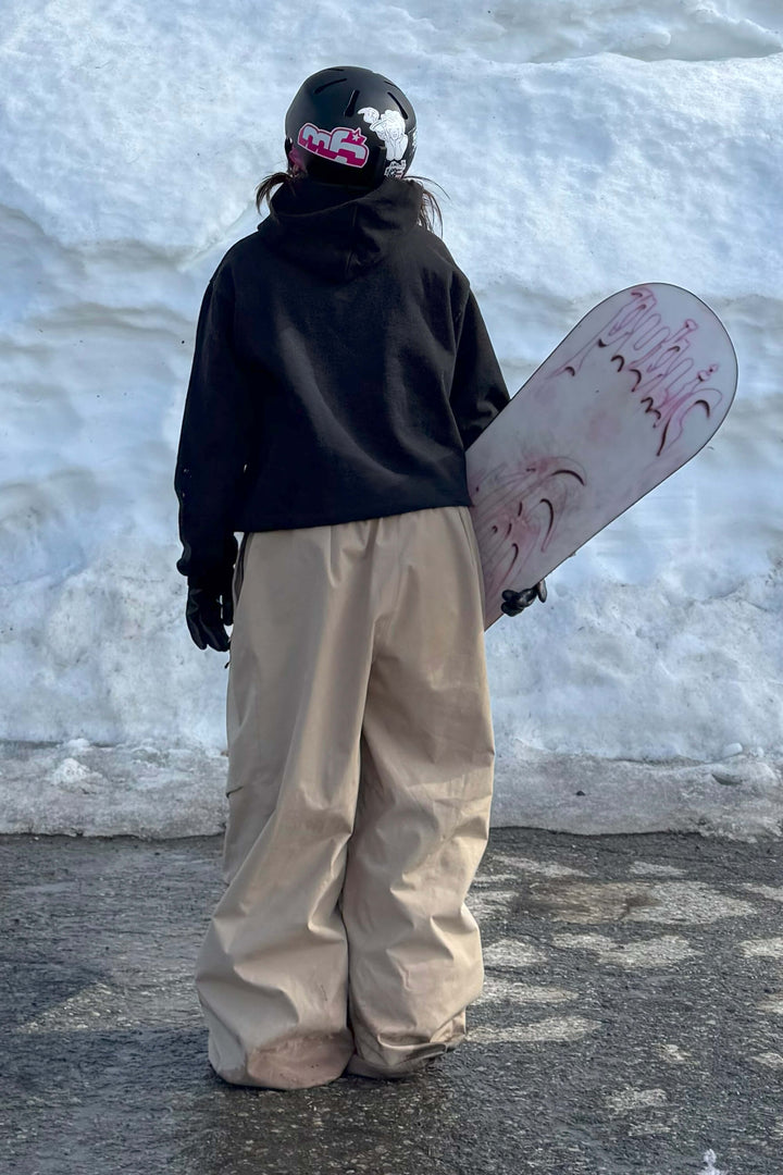 Khakifarbene, leichte, atmungsaktive und weite Schneehose für Damen