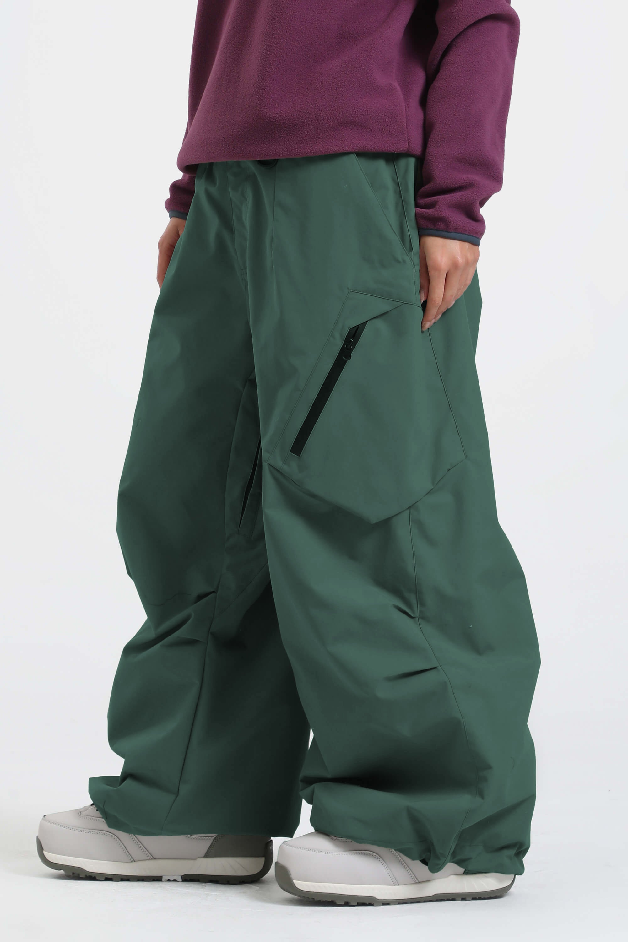 Women's Dark Green Lightweight Breathable Baggy Snow Pants – GSou Snow